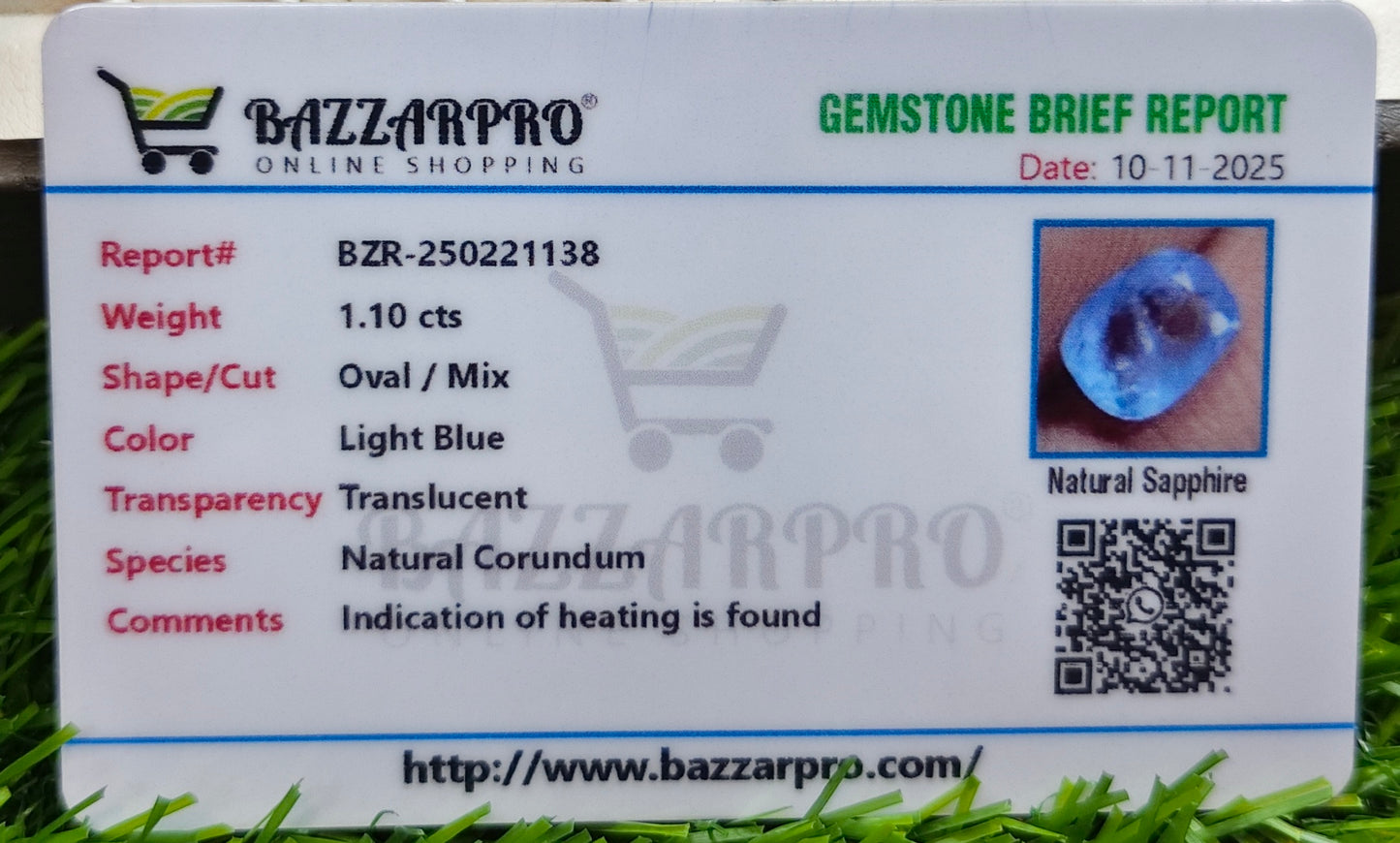 Ceylon Neelam With Lab Certificate