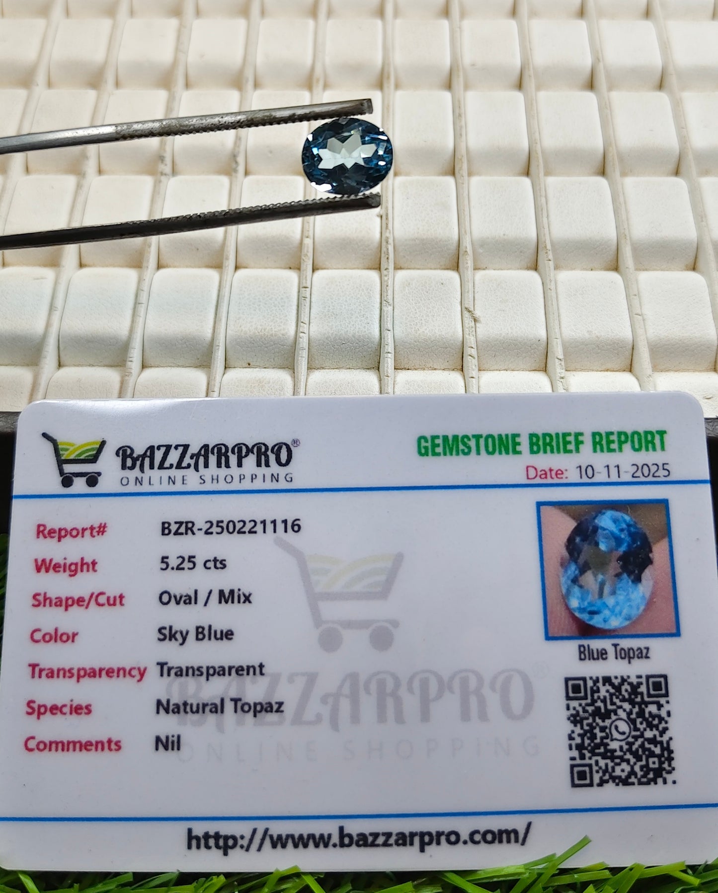 Blue Topaz With Lab Certificate