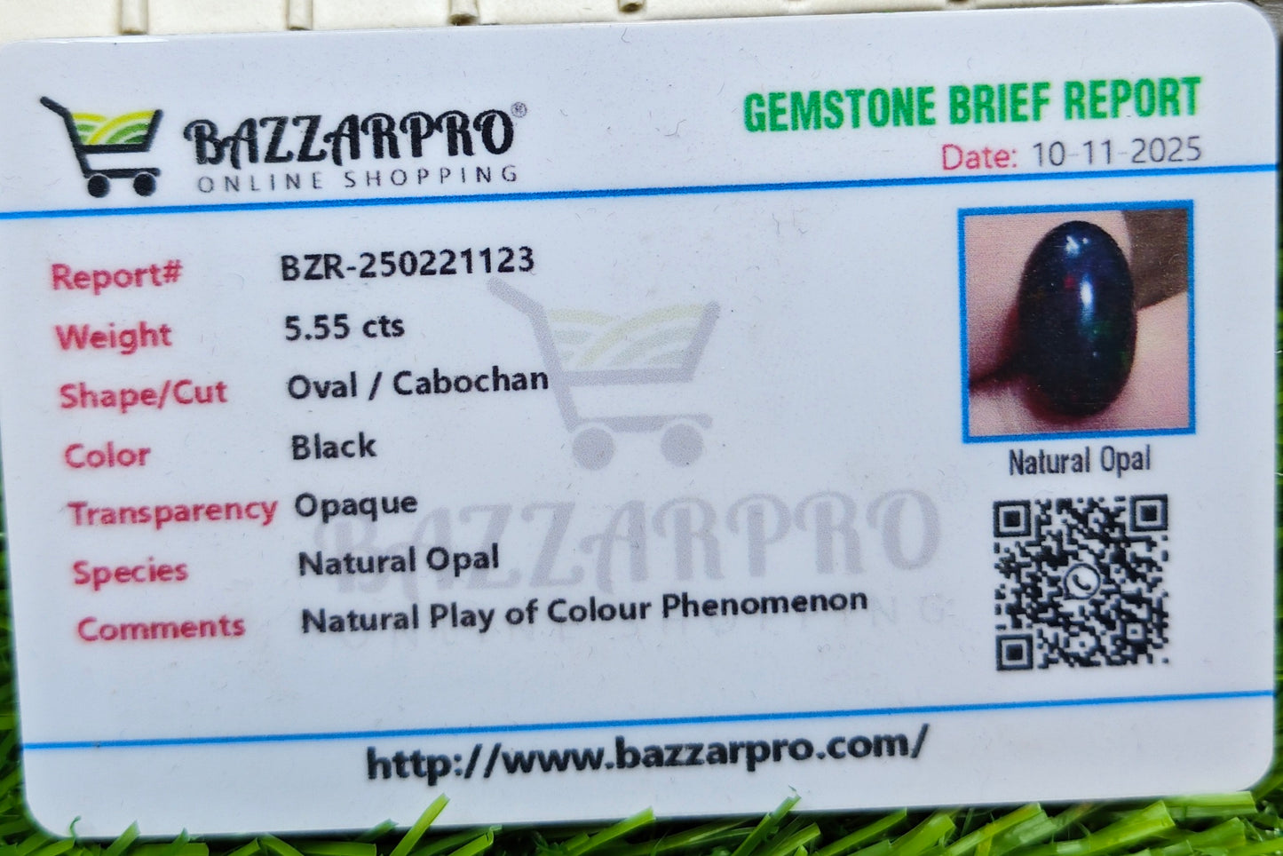 Black Fire Opal With Lab Certificate