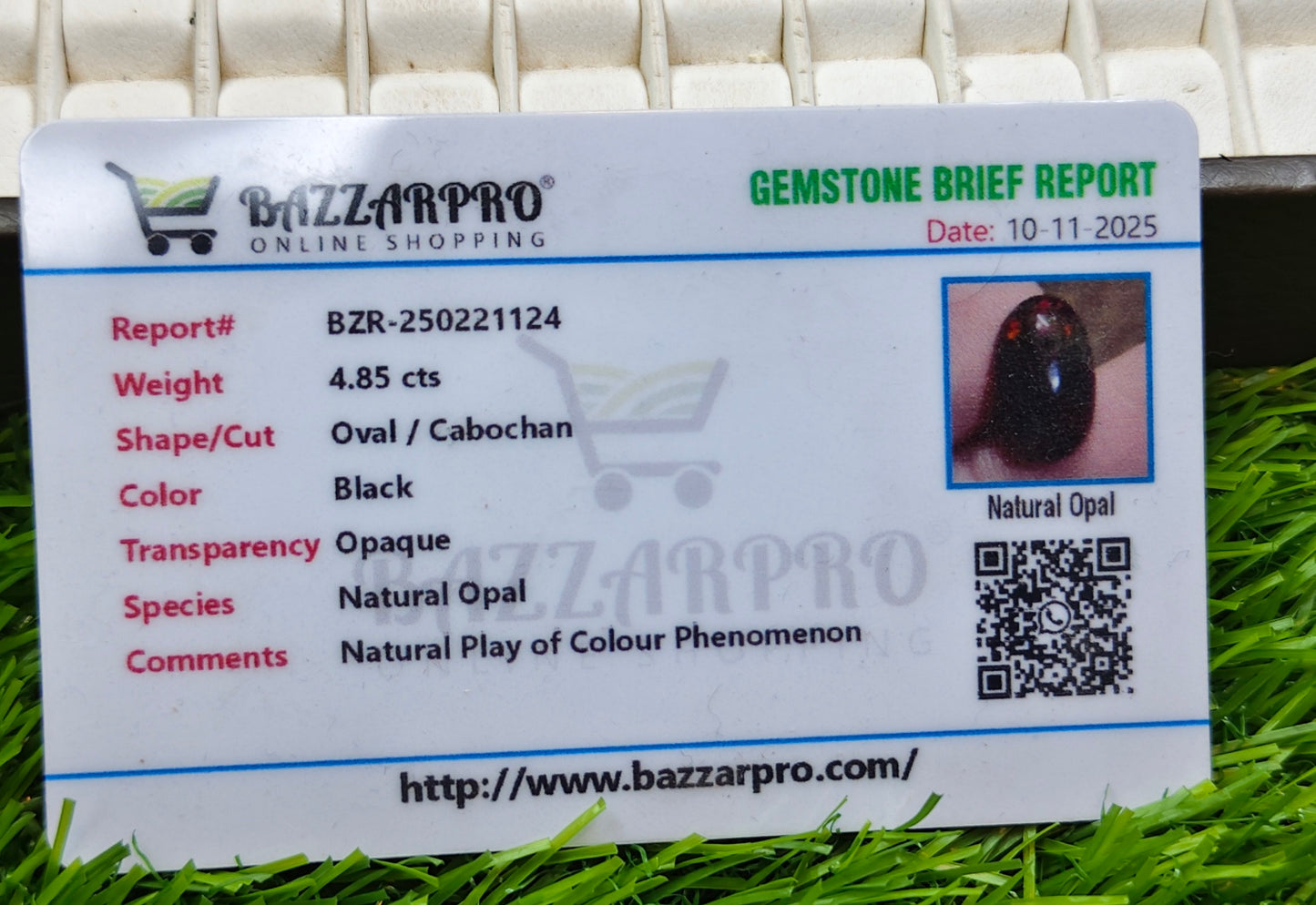 Black Fire Opal With Lab Certificate