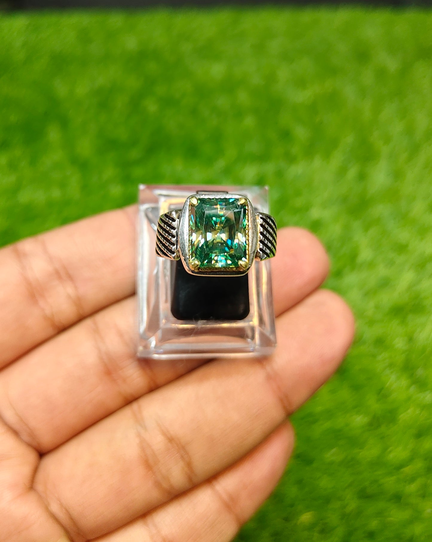 Emerald Cut Moissanite Diamond Ring