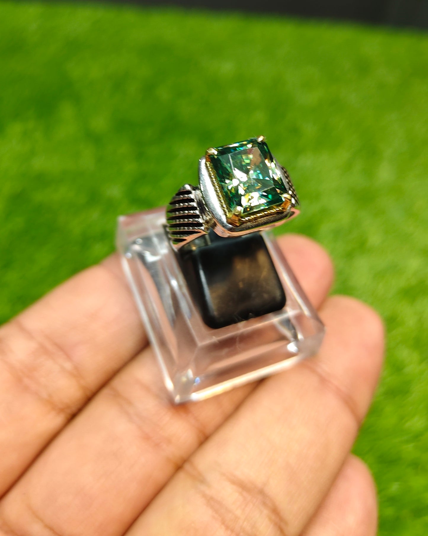 Emerald Cut Moissanite Diamond Ring