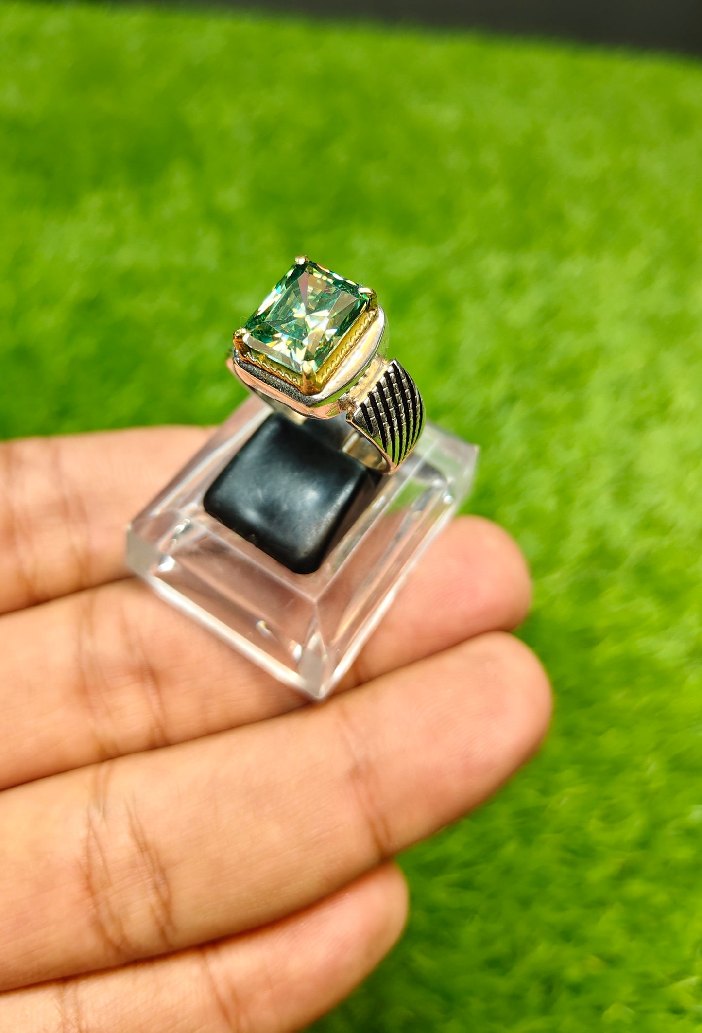 Emerald Cut Moissanite Diamond Ring