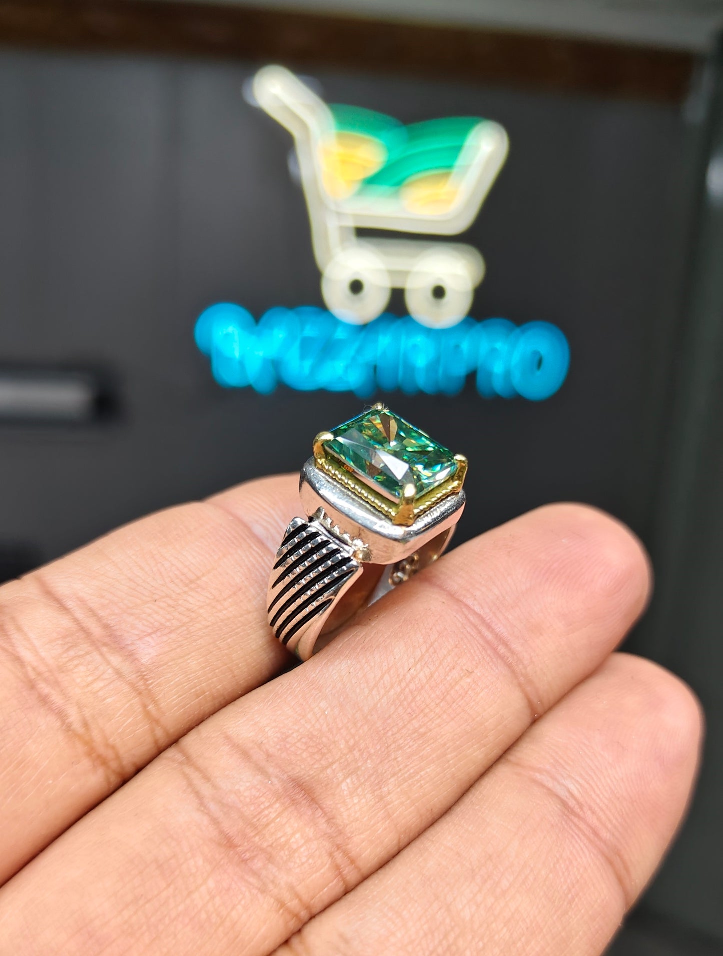 Emerald Cut Moissanite Diamond Ring