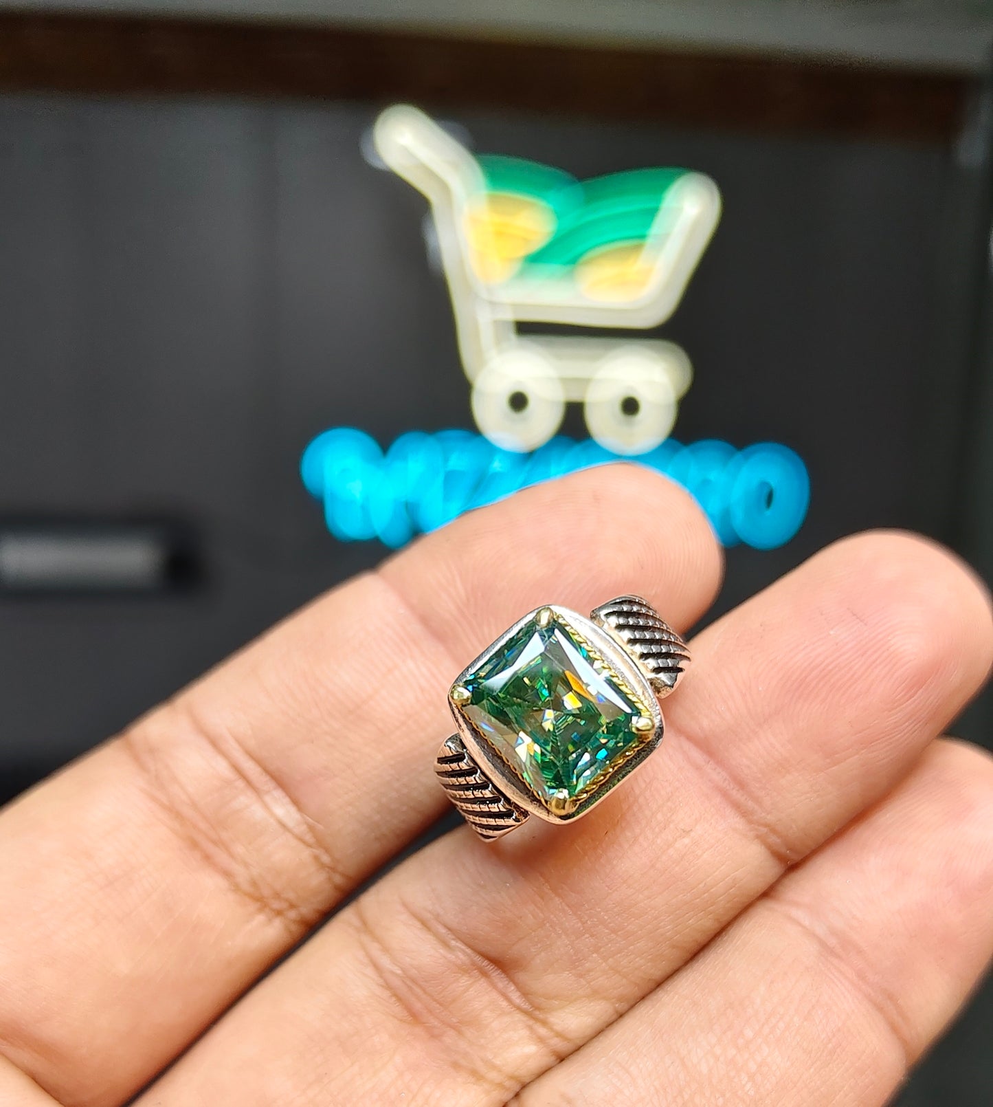 Emerald Cut Moissanite Diamond Ring