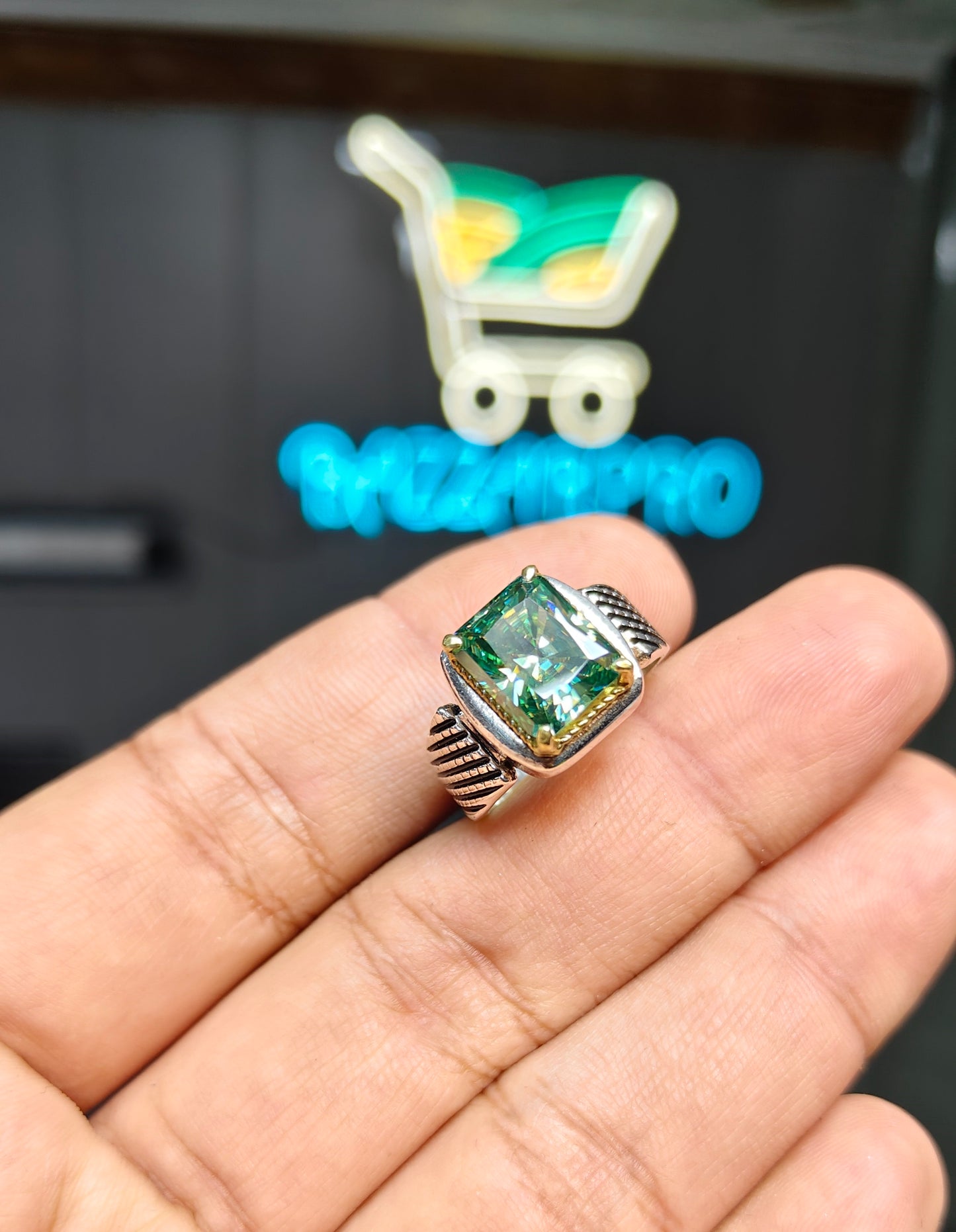 Emerald Cut Moissanite Diamond Ring