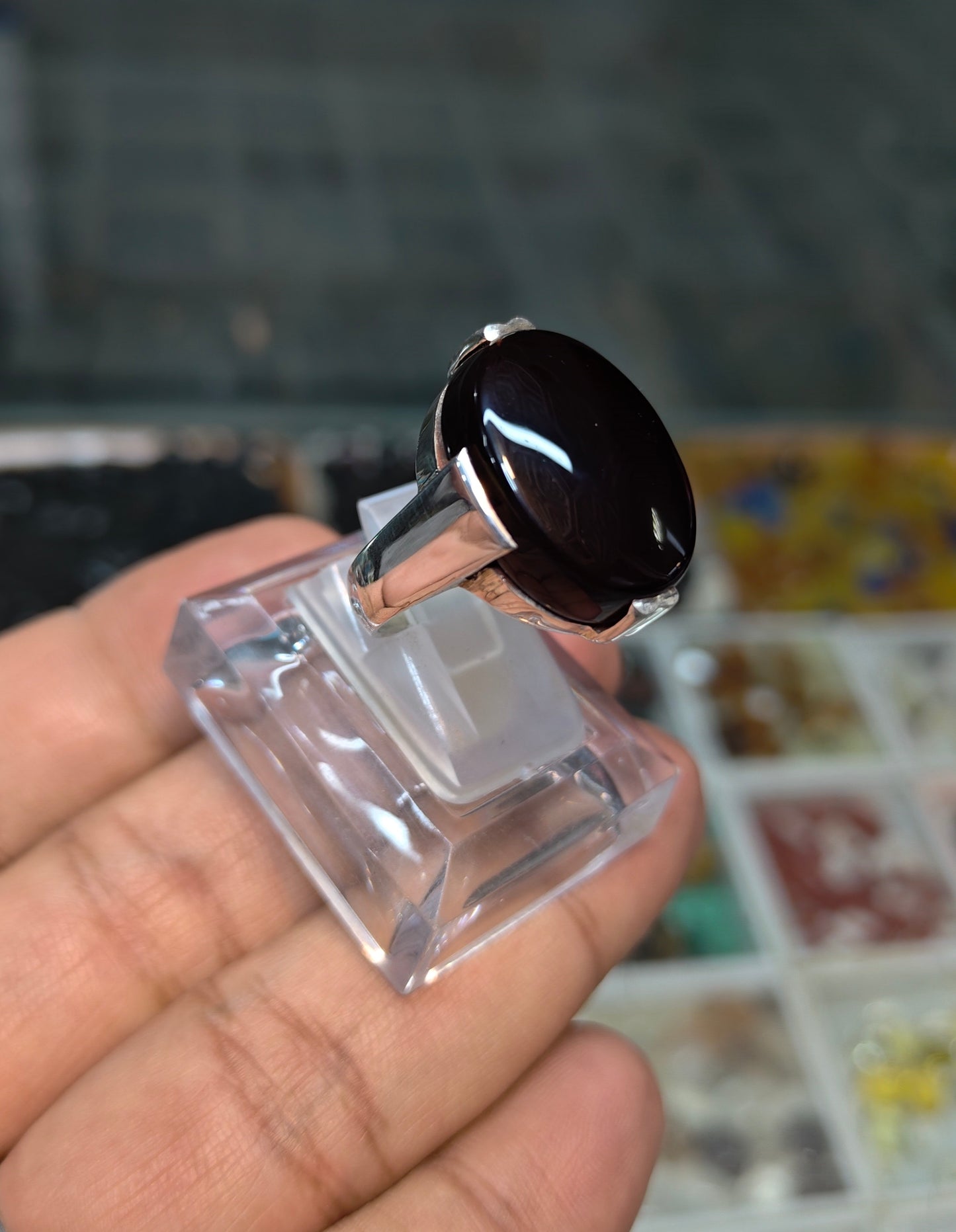 Premium Quality Black Yamni Aqeeq Ring