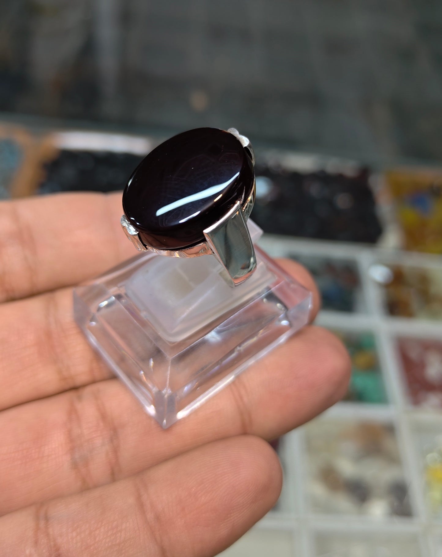 Premium Quality Black Yamni Aqeeq Ring