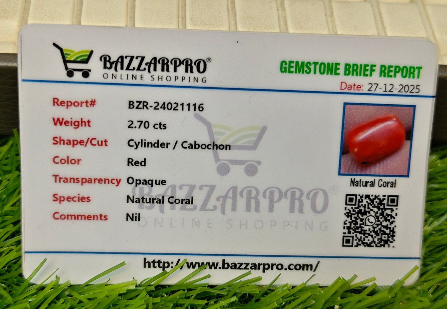 Marjan With Lab certificate