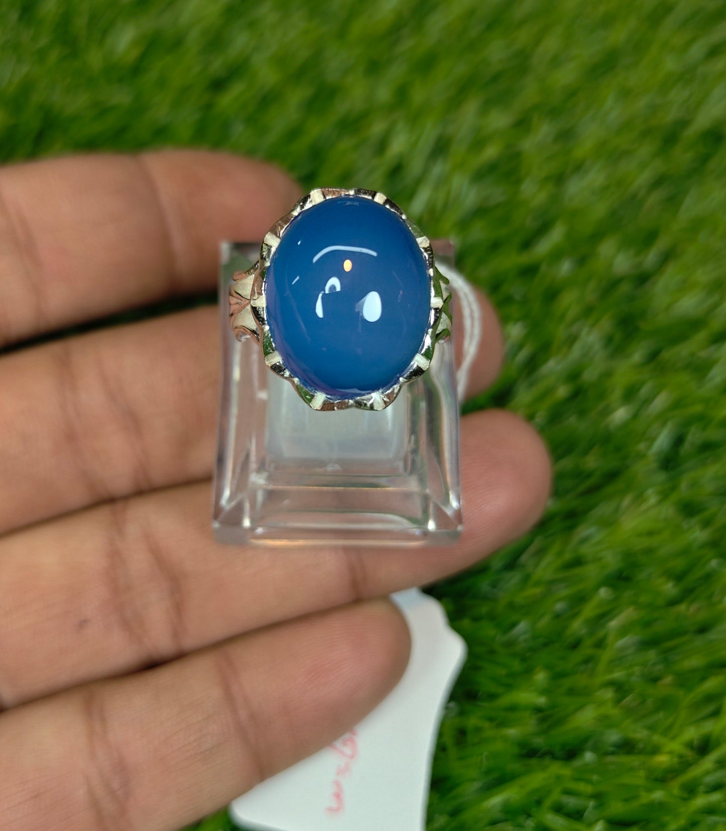 Premium Quality Blue Aqeeq Ring