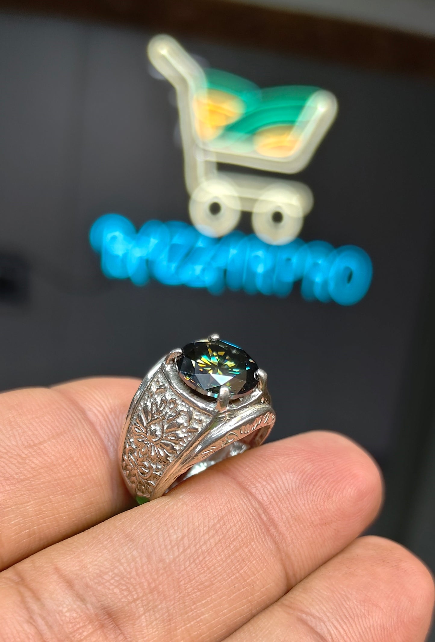 Premium Quality Dark Green Moissanite Ring