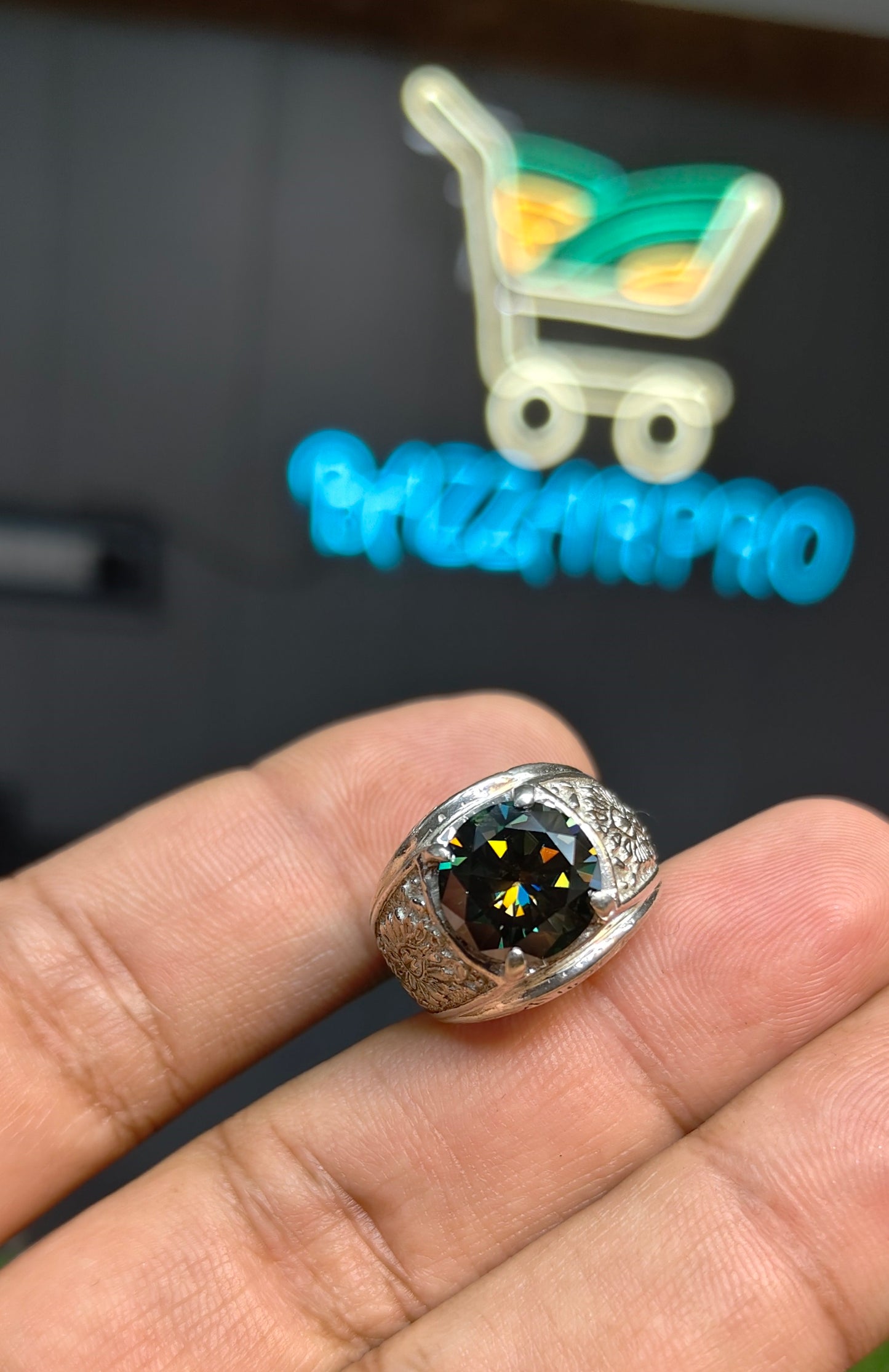 Premium Quality Dark Green Moissanite Ring