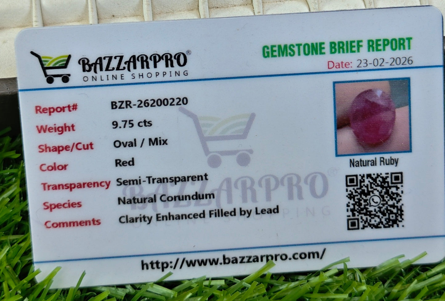 Premium Quality Ruby With Lab Certifice