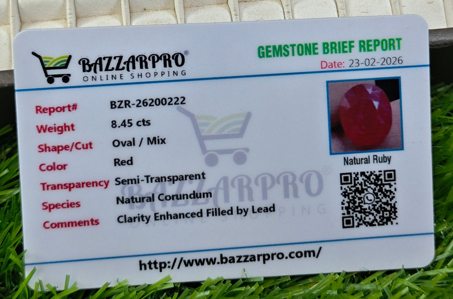 Premium Quality Ruby With Lab Certifice