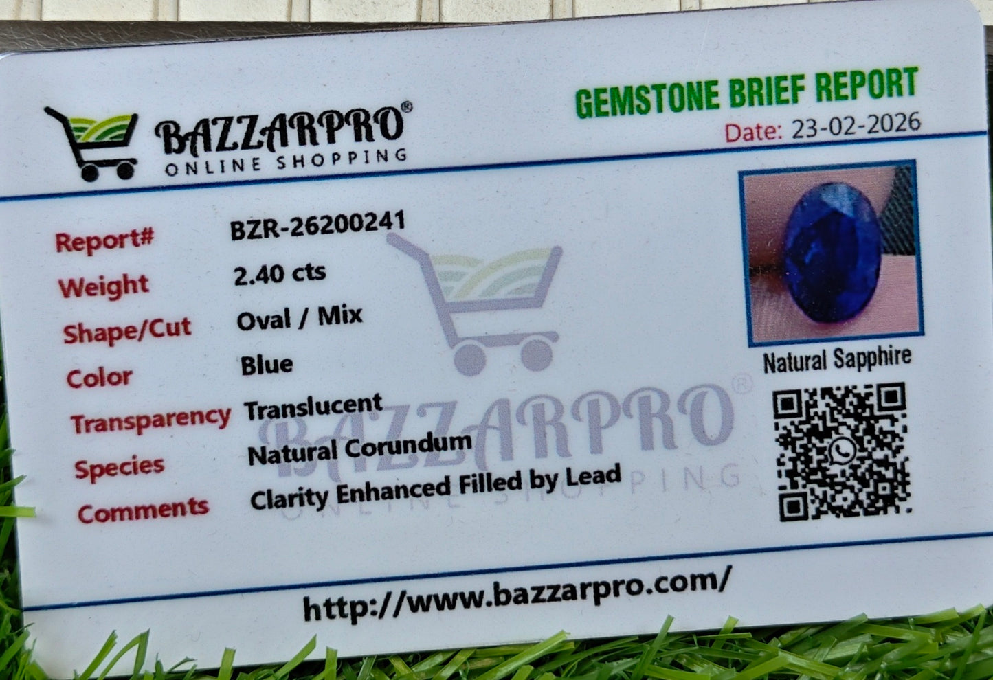 Premium Quality African Neelam With Lab Certificte