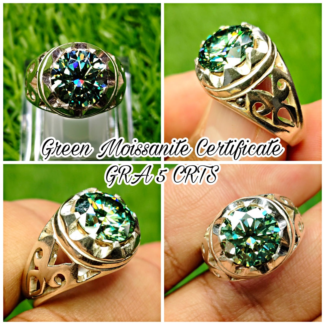 GREEN MOISSANITE DIAMOND 5 CRTS RING