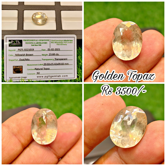 Natural Golden Topaz With Lab Certificate