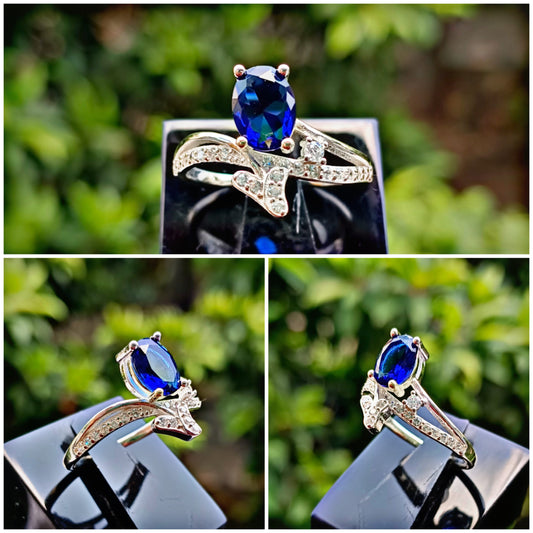 Blue Zircon Ring For Ladies