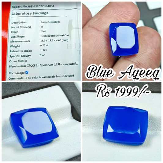 Blue Aqeeq With Lab Certificate