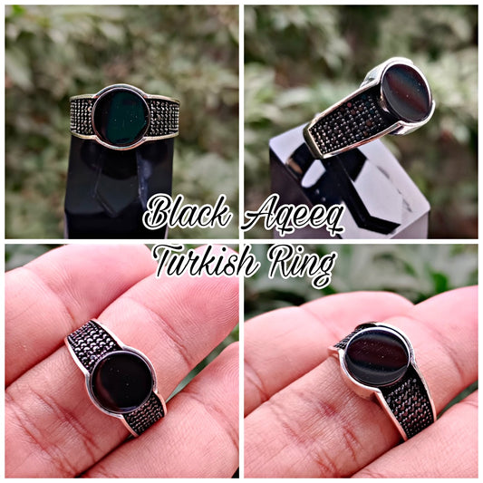 Black Aqeeq Turkish Ring