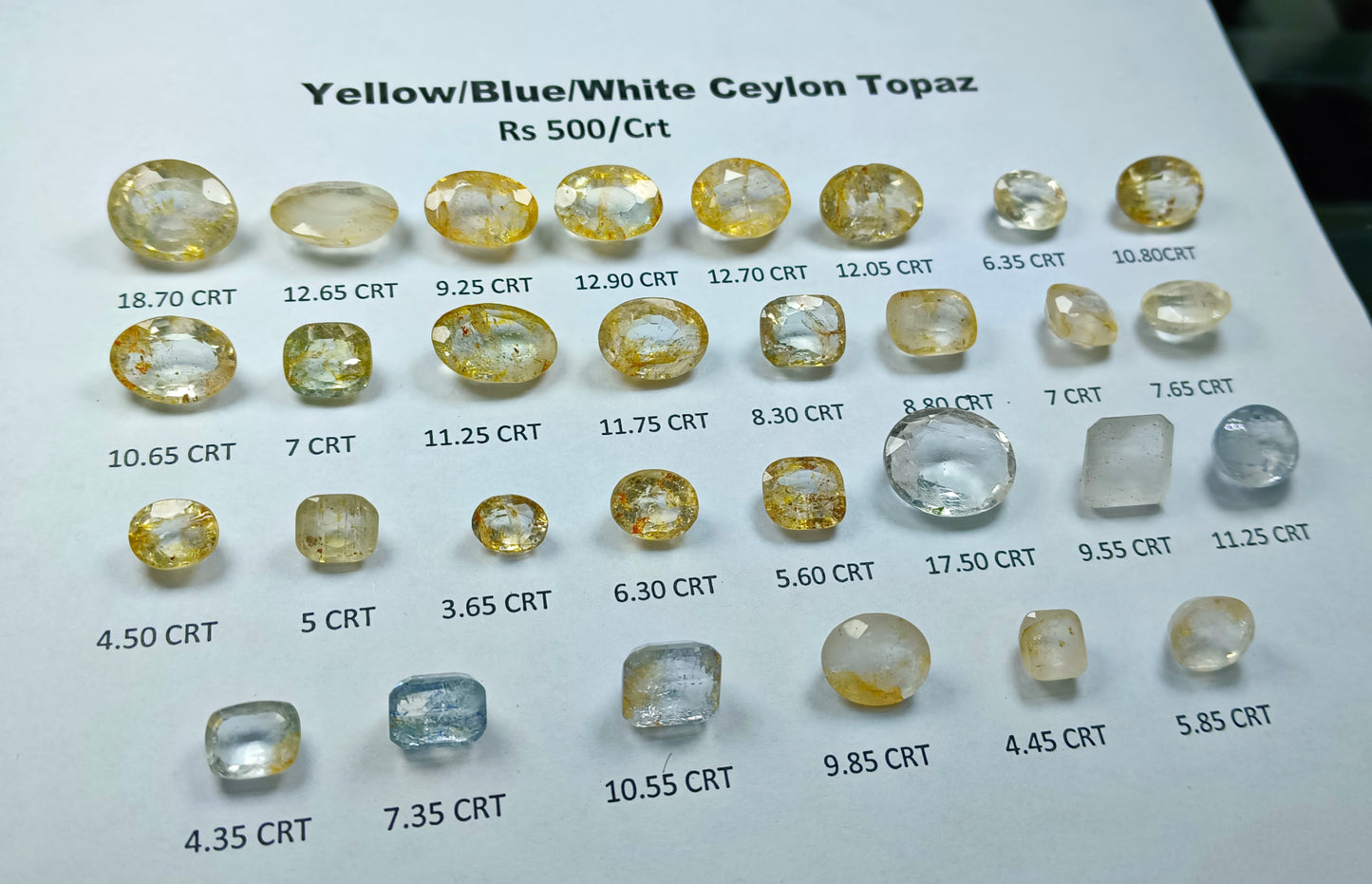 Yellow/Blue/White (Ceylon Topaz)