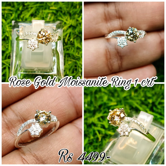 Rose Gold Moissanite 1 CRT Ring