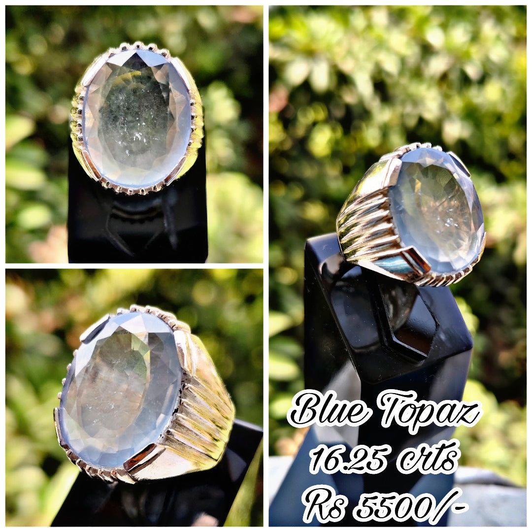 Original Blue Topaz Ring for Mens