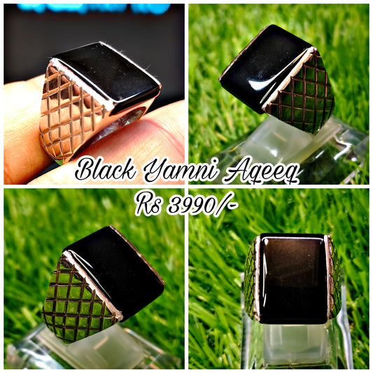 Black Yamni Aqeeq Ring