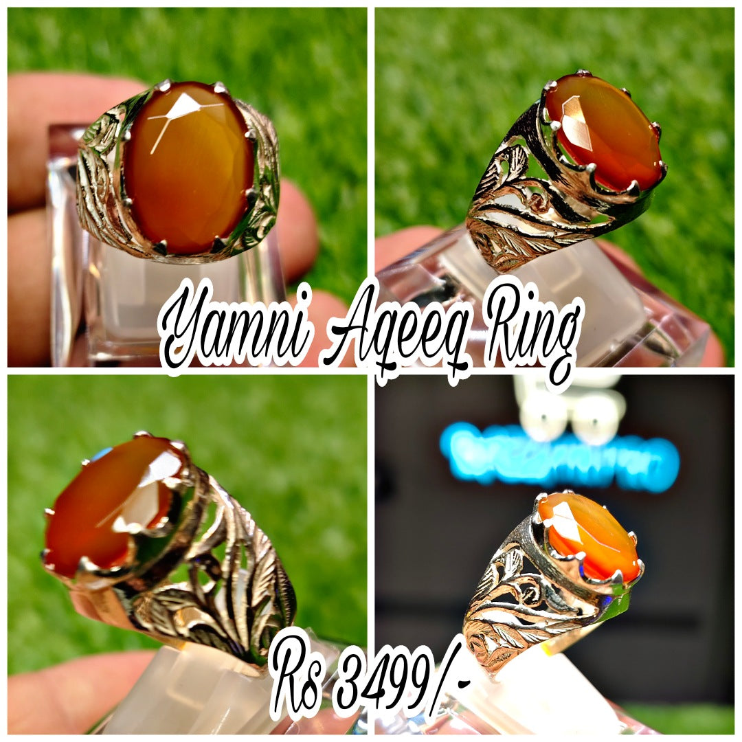 Natural Yamni Aqeeq Ring