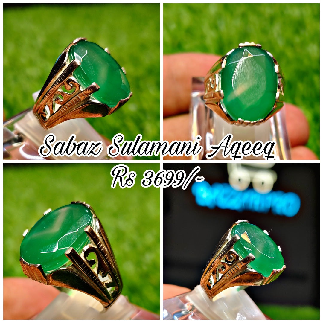 Natural Sabaz Sulamani Aqeeq Ring