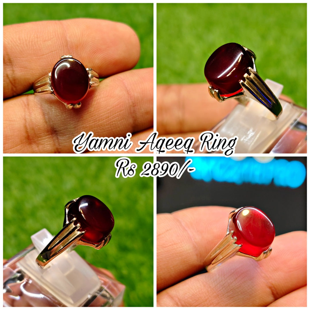 Natural Yamni Aqeeq Ring