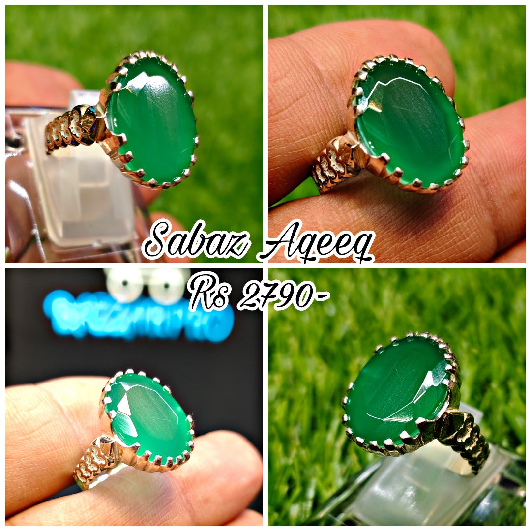 Natural Sabaz Aqeeq Ring