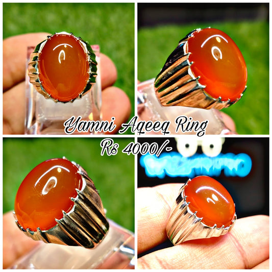 Natural Yamni Aqeeq Ring