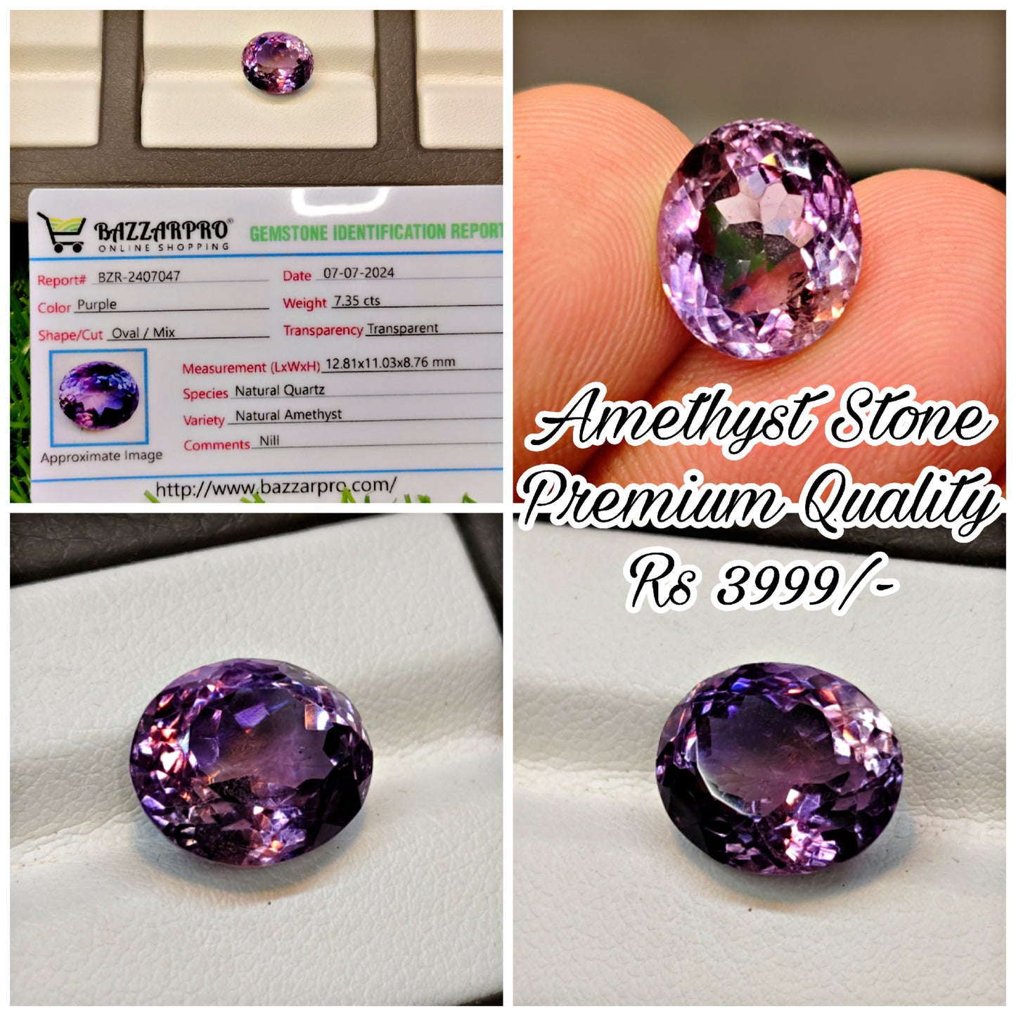 Natural Premium Quality Amethyst With Lab Certificate