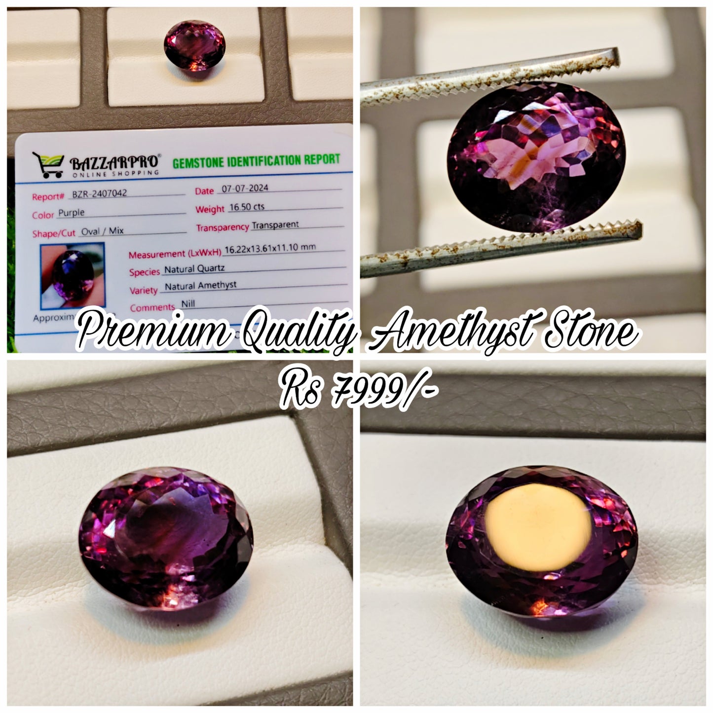 Natural Premium Quality Amethyst With Lab Certificate