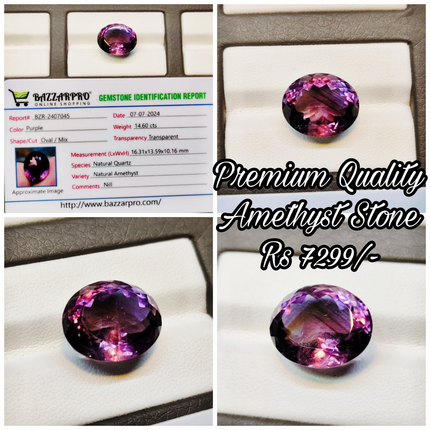 Natural Premium Quality Amethyst With Lab Certificate