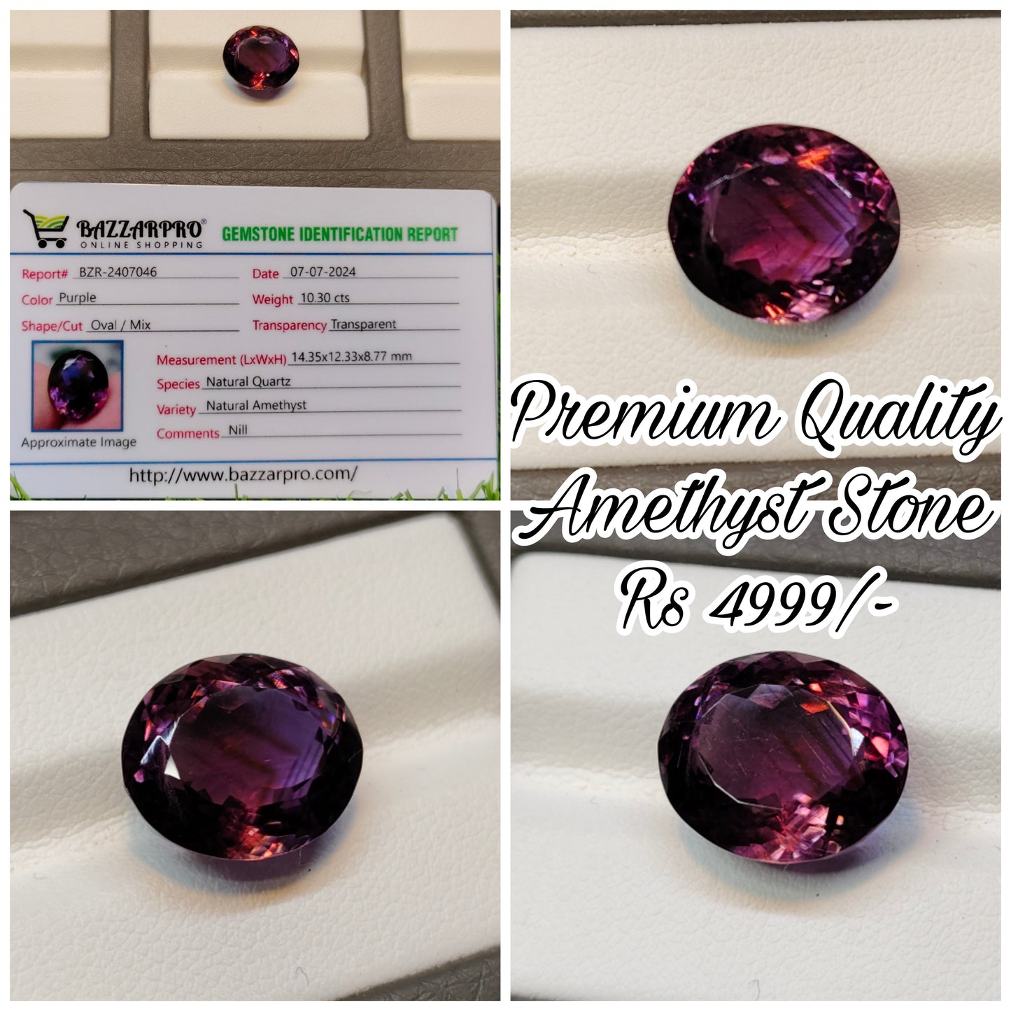 Natural Premium Quality Amethyst With Lab Certificate