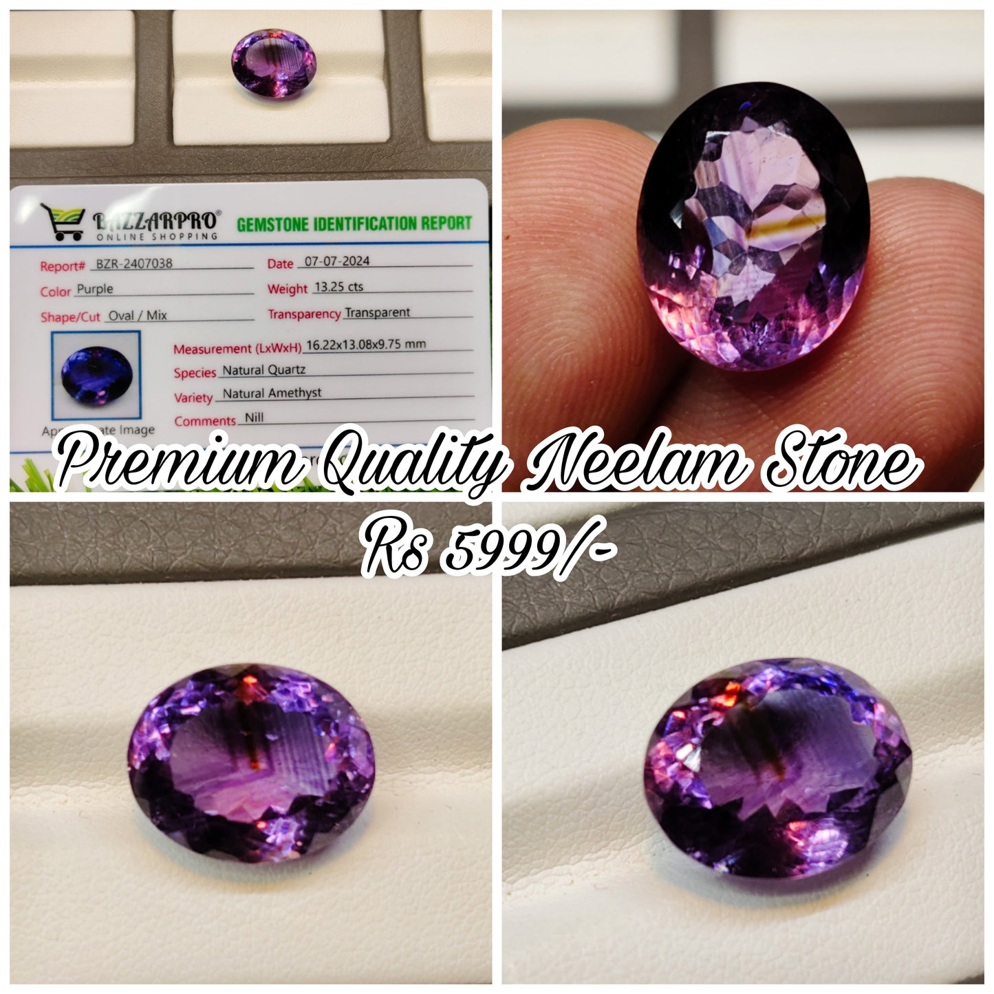 Natural Premium Quality Amethyst With Lab Certificate