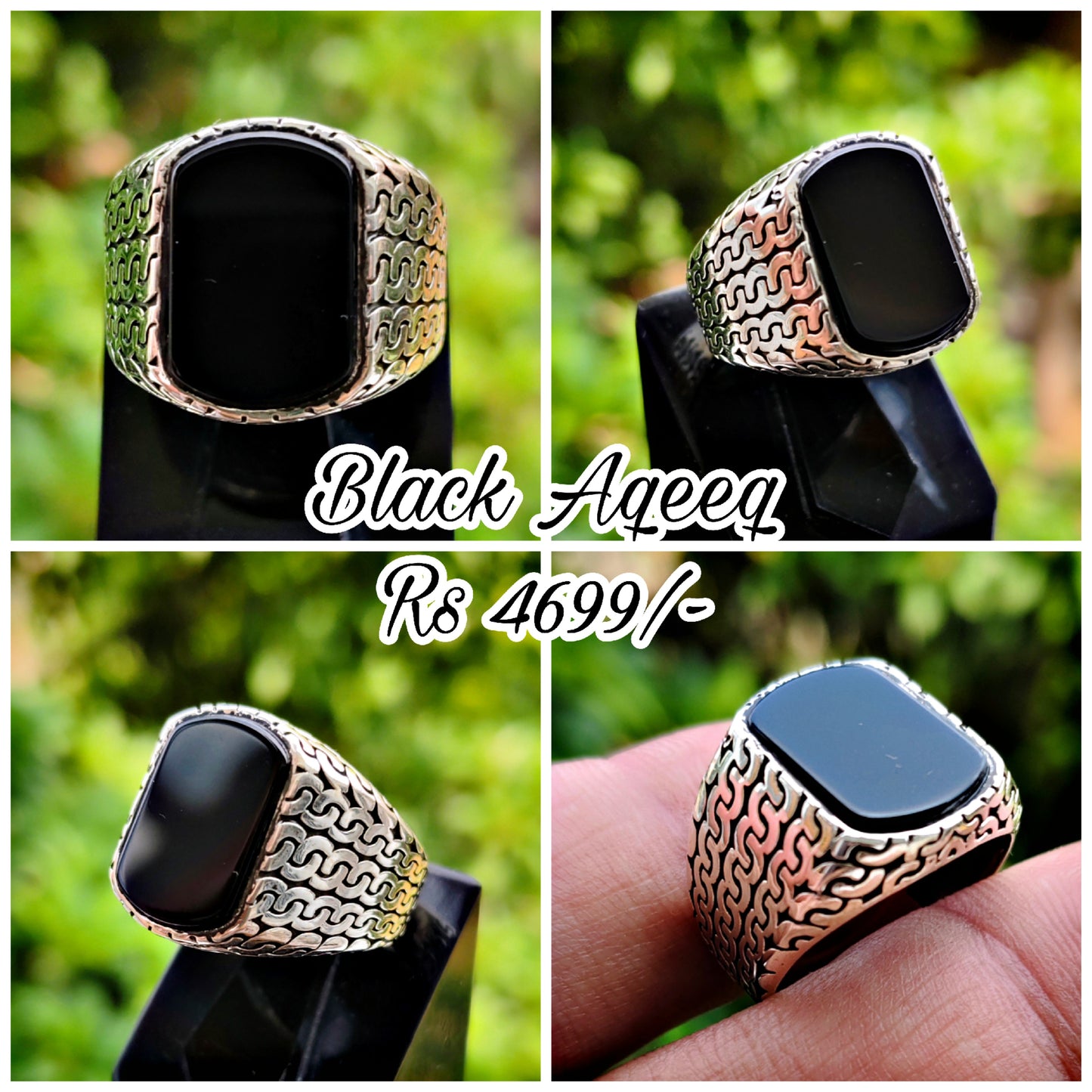 Black Aqeeq Turkish Ring For Men (Best for Gift)