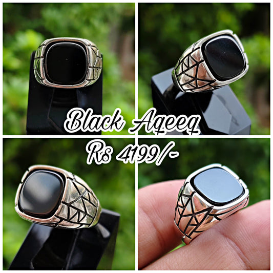 Black Aqeeq Turkish Ring For Men (Best for Gift)