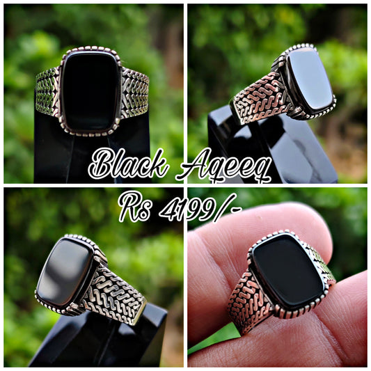 Black Aqeeq Turkish Ring For Men (Best for Gift)