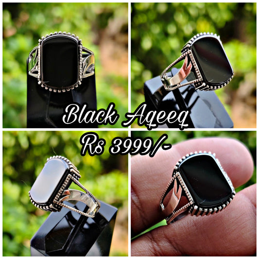 Black Aqeeq Turkish Ring For Men (Best for Gift)