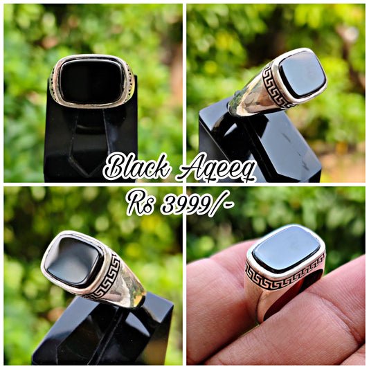 Black Aqeeq Turkish Ring For Men (Best for Gift)