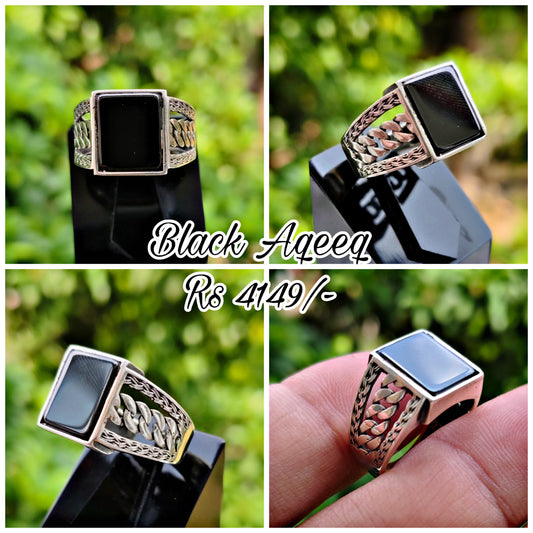 Black Aqeeq Turkish Ring For Men (Best for Gift)