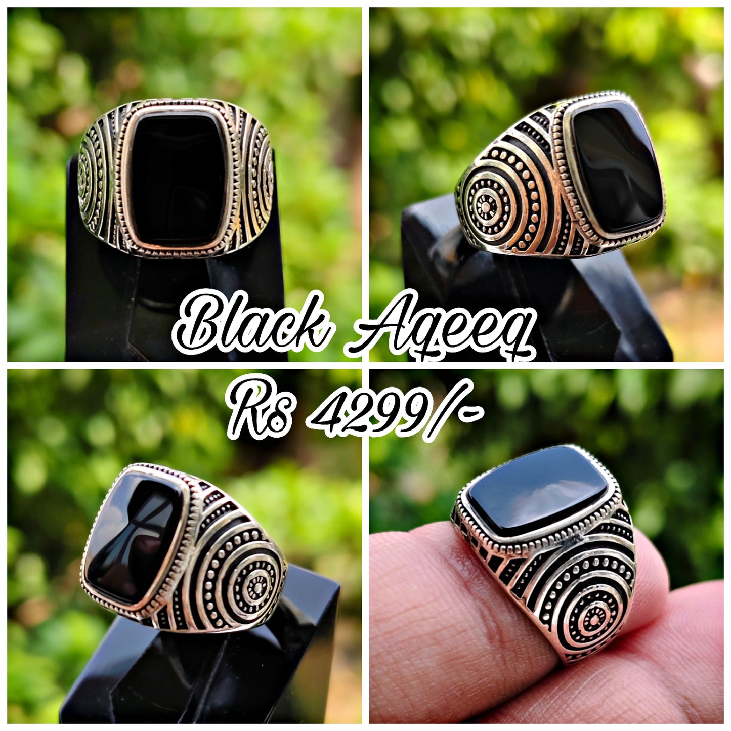 Black Aqeeq Turkish Ring For Men (Best for Gift)