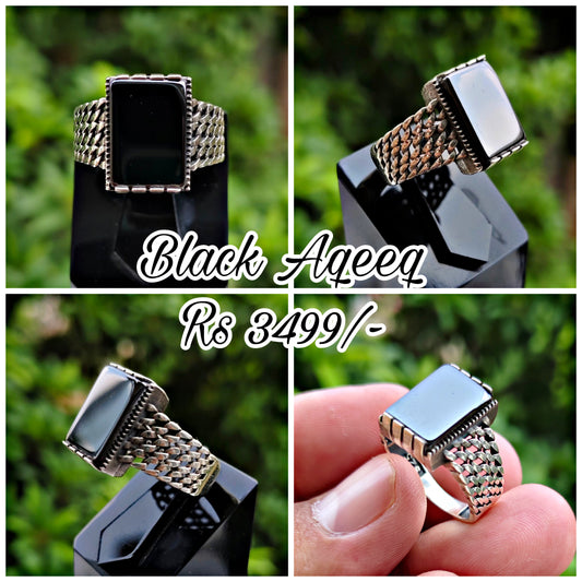 Black Aqeeq Turkish Ring For Men (Best for Gift)