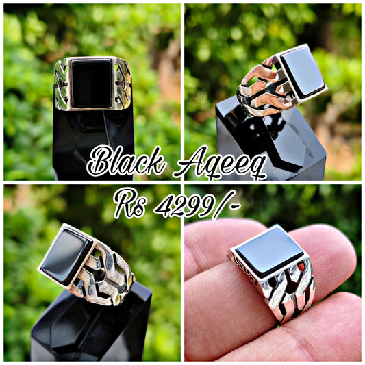 Black Aqeeq Turkish Ring For Men (Best for Gift)