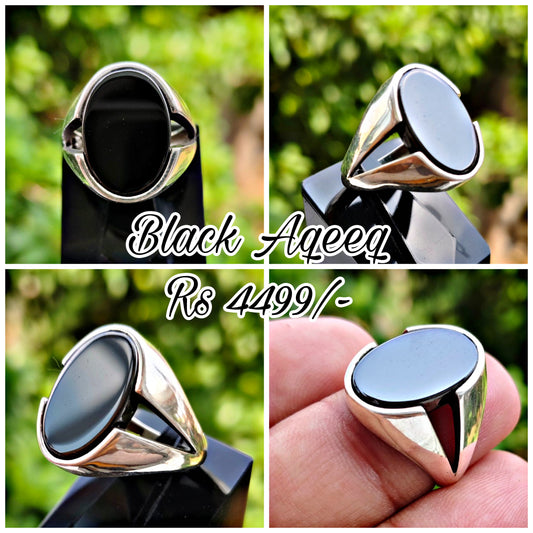 Black Aqeeq Turkish Ring For Men (Best for Gift)