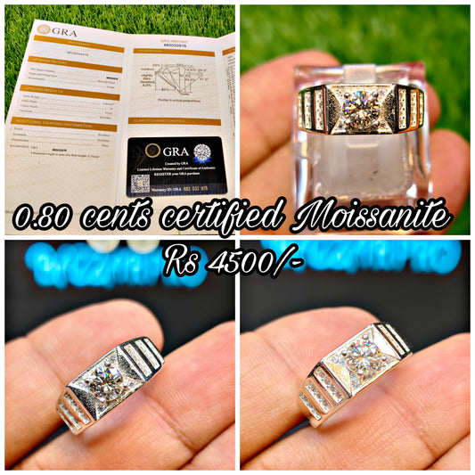 Natural 0.80 Cents Moissanite Certified Ring