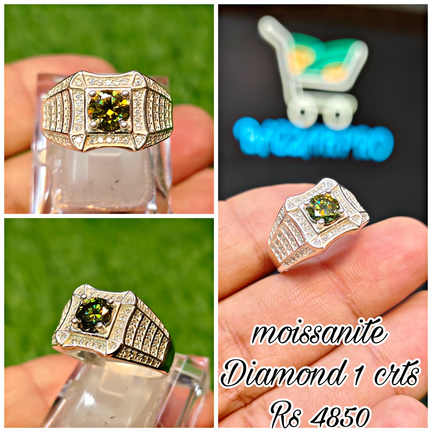 Natural Moissanite Diamond Ring